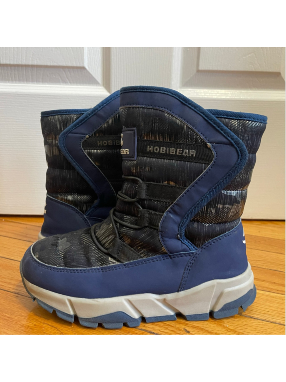 HOBIBEAR Kids Snow Boots Blue and Grey Size Little Kid 1.5